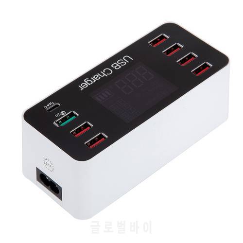 QC 3.0 8 Port Multi Fast USB Charger Quick Charge 3.0 Phone Charging Station Universal USB HUB Charger LED Display