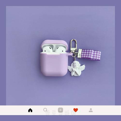 Elegant angel Silicone Case for Apple Airpods Case Accessories Bluetooth Earphone Cartoon Protective Cover Cute angel Key Ring