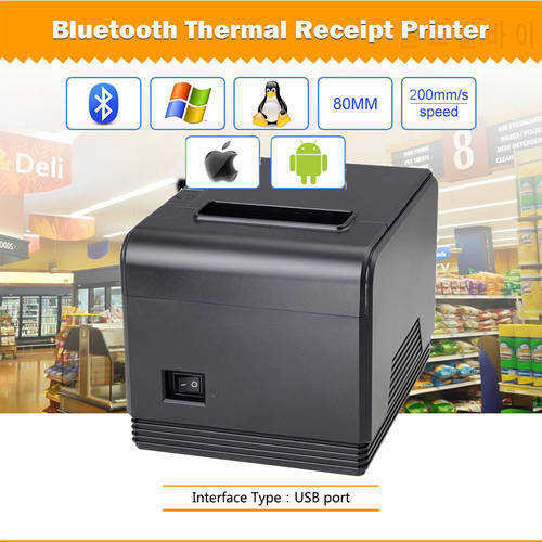 High quality 80mm Automatic cutting thermal printer receipt machine printing speed 200mm/s USB + Bluetooth+Serial interface