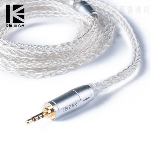 KBEAR 8 Core Upgraded Silver Plated Balanced Cable 2.5/3.5/4.4MM With MMCX/2PIN/QDC for BLON BL-01 BL-03 KZ ZSX ZAX DQ6 ZSTX