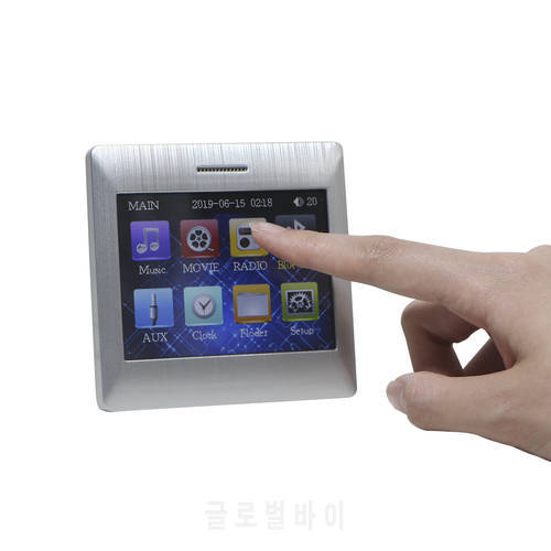 Touch Screen Bluetooth In Wall Audio Amplifier with Wireless Remote Control, Supports USB,SD,AUX,FM Radio,Can Power 8 Speakers