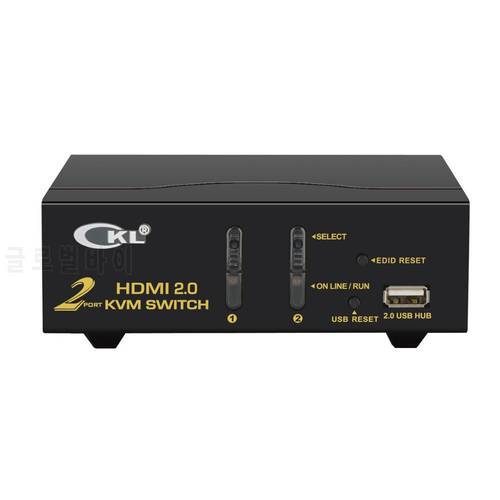 HDMI KVM Switch 2 Port 4Kx2K@60Hz, 3D, YUV 4:4:4 PC Monitor Keyboard Mouse Switcher for Computer Laptop DVR NVR Xbox PS3 PS4