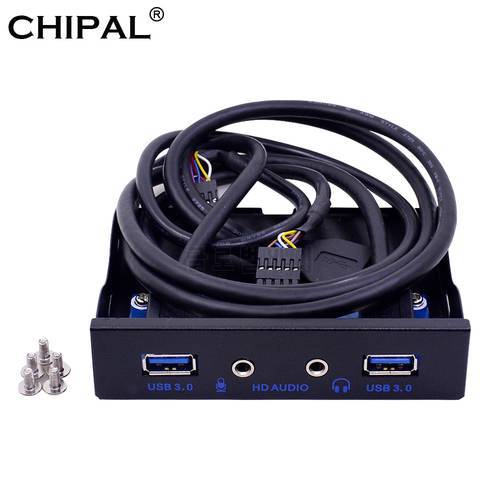 CHIPAL 20Pin 4 Port USB 3.0 Hub PC Front Panel Bracket HD Audio 3.5mm Earphone MIC Connector For Desktop 3.5 Floppy Disk Bay