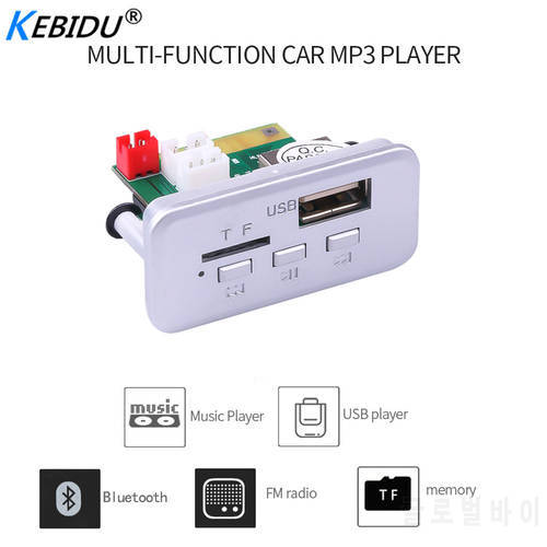 Kebidu 12V MP3 WMA Wireless Bluetooth 5.0 Decoder Board Audio Module USB FM TF Radio AUX input For Car