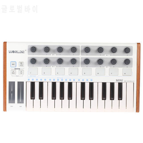 WORLDE MIDI Controller New Ultra-Portable 25-Key Musical Keyboard Synthesizer Piano Keyboards Two Types of Support Midi Keyboard