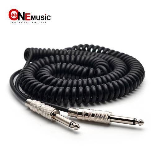 Black Guitar Spring Cable 6.5mm to 6.5mm Male to Male Spring Audio Cable 5M
