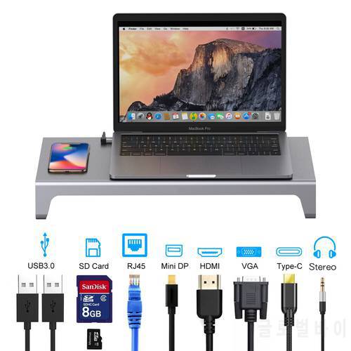New Product 12 in 1 Usb Type C Hub Universal Laptop Stand Wireless Charger Adapter