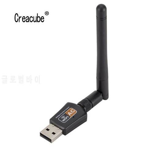 Creacube 600M USB WiFi Dual Band 802.11AC Wireless 600M USB wifi Adapter 2.4G 5G WiFi 2DB Antenna Network Card Receiver For PC