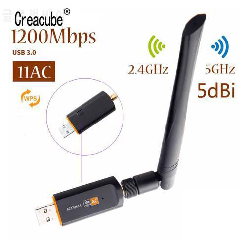 Creacube USB Wifi Adapter USB 3.0 1200M 1300M Dual Band 5G 2.4G 802.11AC RTL8812 Wifi Antenna Dongle Network Card For Laptop PC