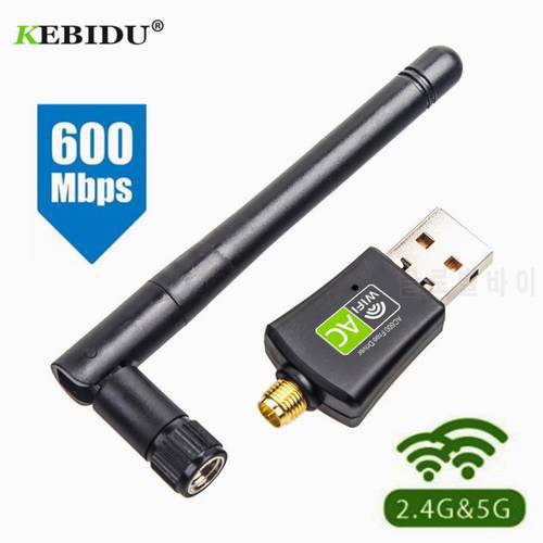 Kebidu Free Driver 600Mbps 5/2.4Ghz Network Cards Wifi Adapter USB Dual Band LAN Antenna Dongle Wifi for Win 7 8 10 RTL8811CU