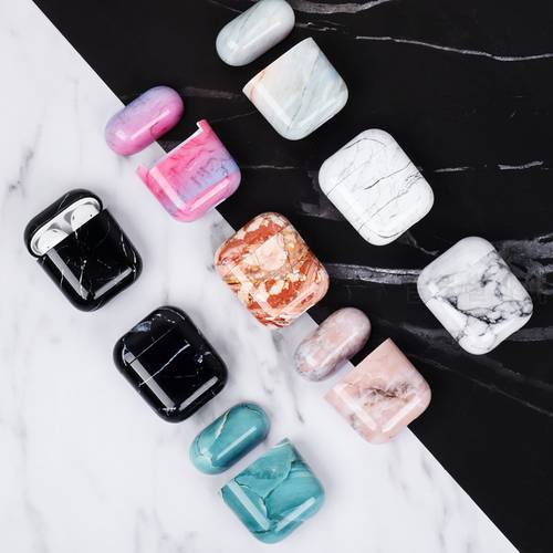 Luxury Marble Pattern Hard PC Case for Apple Airpods Case Protective Cover Bluetooth Wireless Earphone Case Charging Box bags