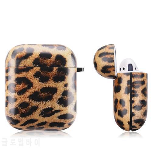 Netarlier Wireless Bluetooth Earphone Case For Apple AirPods 1 2 Leopard Print Matte Soft Protective IMD Cover With Hanger Hook