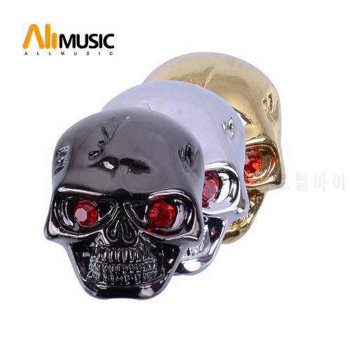 Shining Metal Skull Head Control Knobs for Electric Guitar Pots Tone Volume Control Knobs/Buttons Black/Chrome/Gold