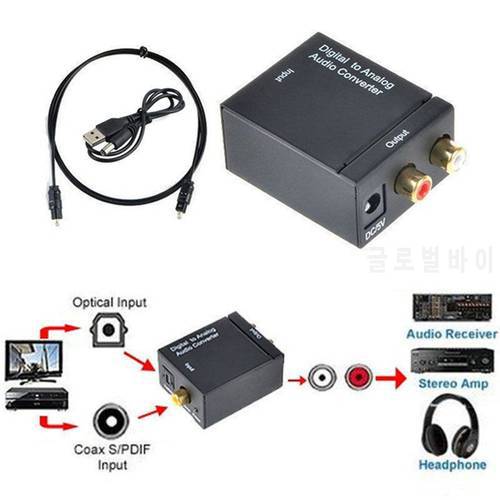 HD 1080P Digital Optical Coaxial Toslink Fiber Conversion SPDIF Coax to Analog RCA Audio Converter Adapter RCA L/R 3.5mm