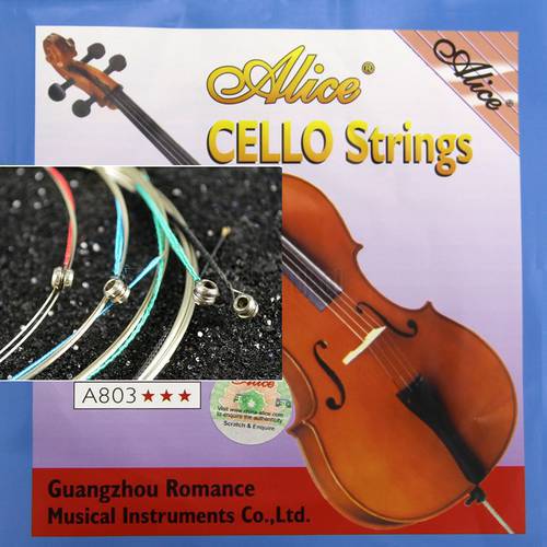 Alice A803 Cello Strings Steel Core Nickel Silver Wound Nickel Plated Ball End Alloy winding Suitable for 4/4 cellos