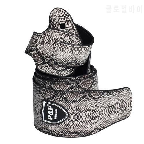 P&P Adjustable Guitar Strap Snake Skin Embossed PU Leather Widening Guitarra Straps Belt for Electric Acoustic Guitar Bass Parts