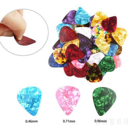 50pcs Acoustic Picks Plectrum Celluloid Electric Smooth Guitar Pick Accessories 0.46mm 0.71mm 0.81mm 0.96mm Thickness