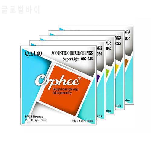 Orphee 6Pcs Acoustic Guitar Strings QA Series Folk Hexagonal Steel Core 80/20 Bronze Wire Super Light Tension Guitar Accessories