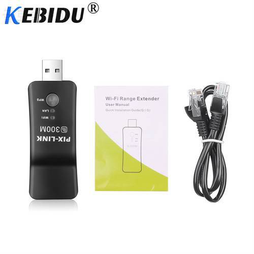 Kebidu Universal Wireless TV Network Wifi Adapter WPS 300Mbps Wi-fi Repeater RJ-45 Network Cable For Samsung LG Sony HDTV
