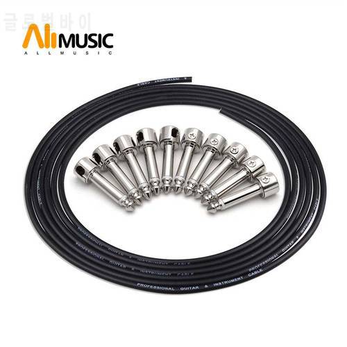 ALLMusic Solderless Connections Design Guitar Cable DIY Guitar Pedal Patch Cable kit 10 Solderless Chrome Cap Plug 3M Cable