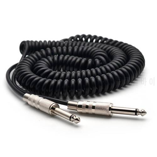 5M Guitar Bass Spring Audio Cable Line Connector Auxiliary Cord Lead Guitarra Wire 6.35MM Straight Angle Plug Guitar Accessories