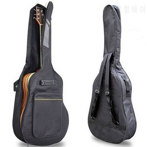 Black Guitar Carrying Bag Waterproof Two Front Pockets Adjustable Shoulder Straps Protective Classical Acoustic Guitar Bag Cover