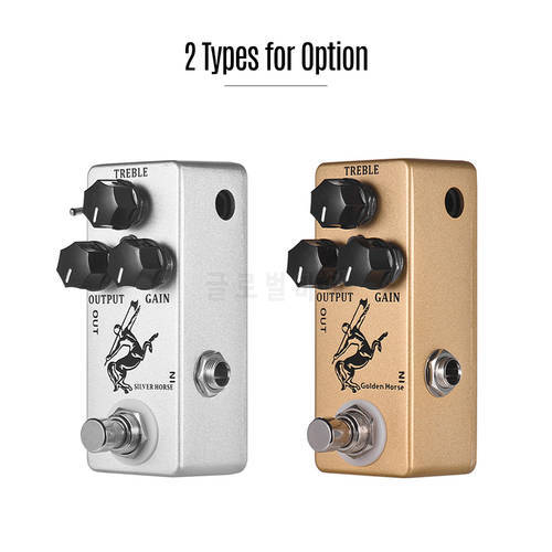Silver/ Golden Horse Guitar Pedal Overdrive Boost Guitar Effect Pedal Full Metal Shell True Bypass 2 Colors for Option