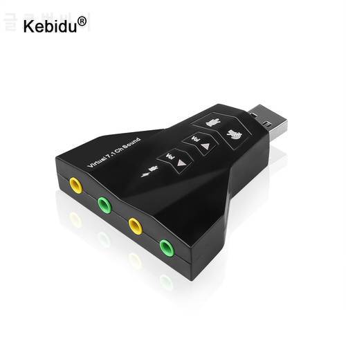 kebidu External Virtual 7.1 USB 3D Sound Audio Card Adapter Channel converter Laptop PC for Macbook Two MIC / headset