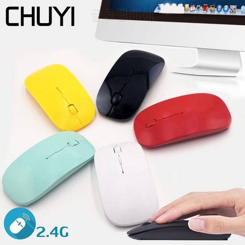 CHUYI Wireless Optical Mouse USB Laptop Office Ganming Ultra-Thin Mouse 2.4G Receiver Super Slim Mause For PC Computer Mice
