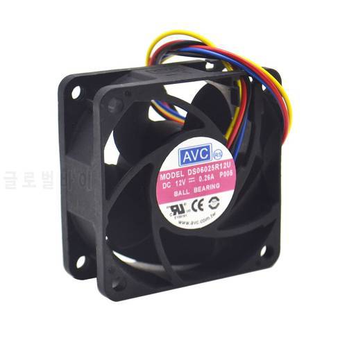 PWM cooling fan DS06025R12U 12V 0.26A 4 wire 60mm 6025 for AVC