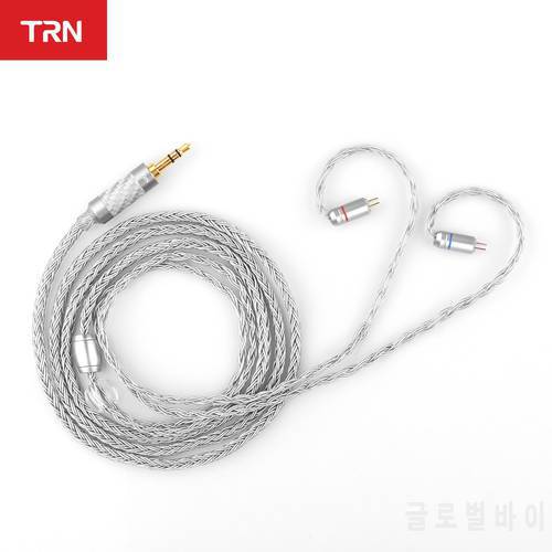 TRN T2 16 Core Silver Plated HIFI Upgrade Cable 3.5/2.5mm Plug MMCX/2Pin Connector For TRN V80 V3 AS10 IM2 IM1 T2 C10 C16 S2