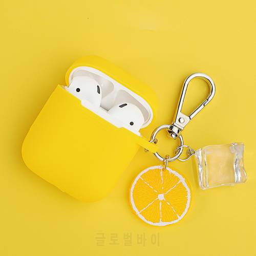 Simple Korean Summer ice Cubes Lemon Decor Silicone Case for Apple Airpods Accessories Bluetooth Earphone Box Protective Cover