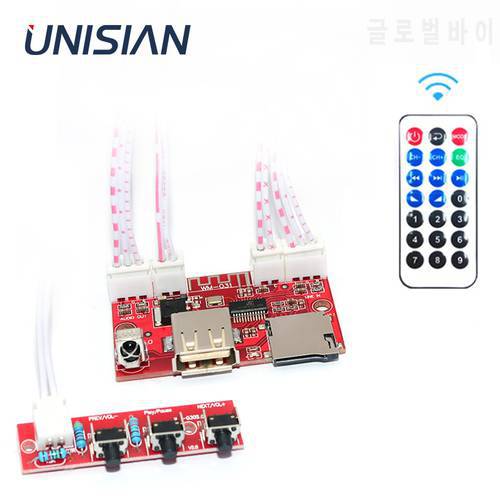 UNISIAN Bluetooth 5.0 decoder Board USB u-disk tf card Aux Signal input Support MP3 WMA WAV FLAC APE remote control DAC Decoder