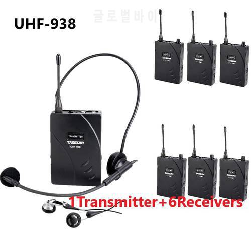 Takstar UHF-938/ UHF938 UHF frequency Wireless Tour Guide System 50m Operating Range 1 Transmitter+6 Receivers for Tour guiding