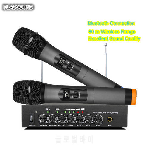 Flagsound S-16 UHF Wireless Microphone Metal Dynamic Mikrofon home theater system computer loudspeaker Smart TV Extra Wired Mic