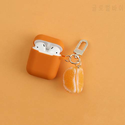Orange Silicone Case for Apple Airpods Bluetooth Wireless Earphone Accessories Air pods Headset Headphone Protective Cover