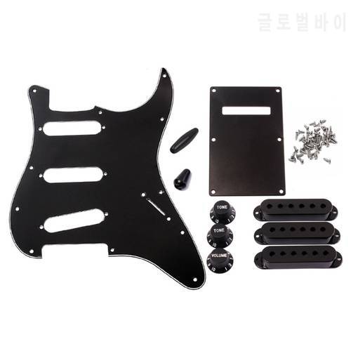 1set SSS Electric Guitar Pickguard Back Plate Pickup Cover Knobs Tips For St SQ Accessories Parts