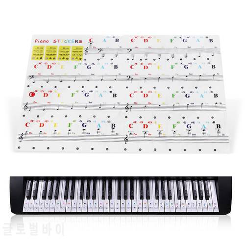 1pc Transparent Piano Keyboard Sticker 88/61/54/49 Key Electronic Keyboard Key Piano Stave Note Sticker for White Keys Musical