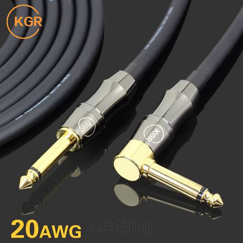 KGR 6 Meters/ 20 Feet Electric Guitar Cable Bass Musical Instrument Cable Cord 1/4 Inch Straight to Right Angle Plug