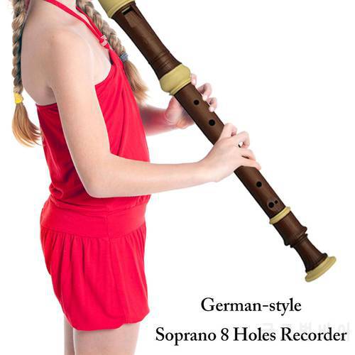 German-style 8 Holes Recorder Soprano Clarinet Chinese Vertical Dizi ABS Resin Plating Wood Grain Flute C Key Music Instrument