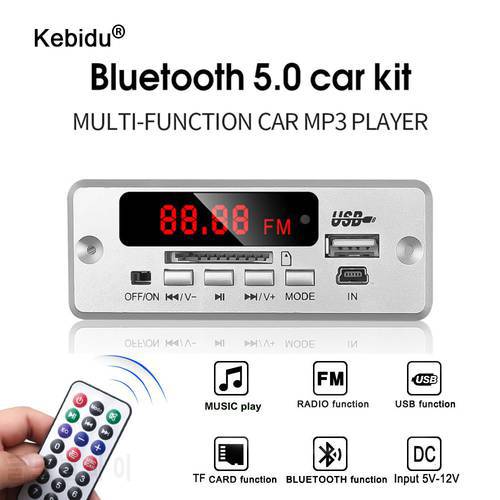 USB 3.5mm AUX Bluetooth FM Radio V5.0 Wireless Receiver MP3 Player 5V 12V Mp3 Decoder Board Module 1 Din Music Speaker Car Kit