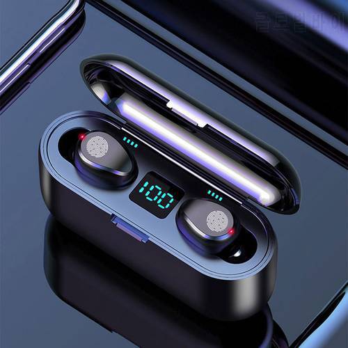 Matte bluetooth 5.0 earphone F9 sport Touch Control wireless super mini earbuds for all phone