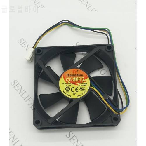for TT-8015 A8015L12S 8CM 4PIN PWM control speed temperature control PWM silence 1.5CM thick 12V 0.28A cooling fan