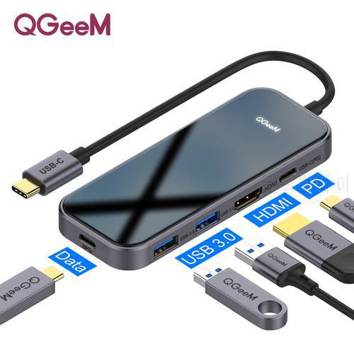 QGeeM USB C Hub for Macbook Pro Multi USB 3.1 Hub Type C 3.0 Hub HDMI PD Adapter for iPad Pro OTG Splitter Charging USB C Dock