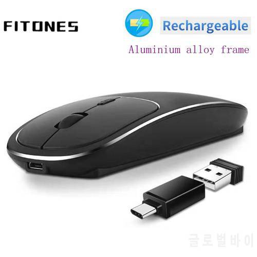 Wireless charging mouse, 2.4GHz ergonomic mouse, mute ultra-thin mini tablet mouse, Aluminum alloy high-grade portable mouse.