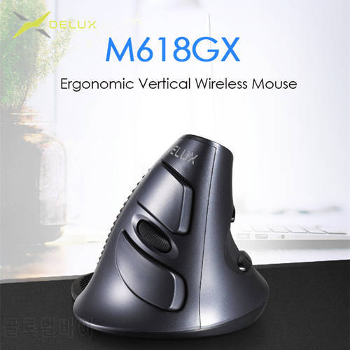 Delux M618 GX Ergonomic Vertical Wireless Mouse 6 Buttons 1600DPI Optical Mice With For PC Laptop