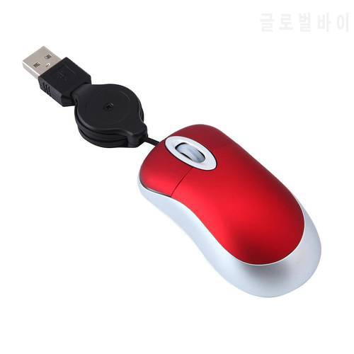 USB Wired Mini Mouse with Retractable Cable, Small Optical Mouse , E-Element Portable Travel Mice, Black for W indows