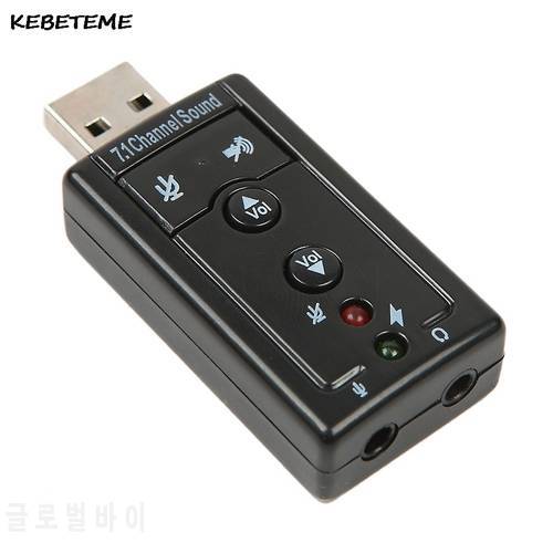 KEBIDU 7.1 CH Channel USB Audio Sound Card USB 2.0 Mic Speaker Audio Headset With Microphone 3.5mm Jack Converter for Laptop