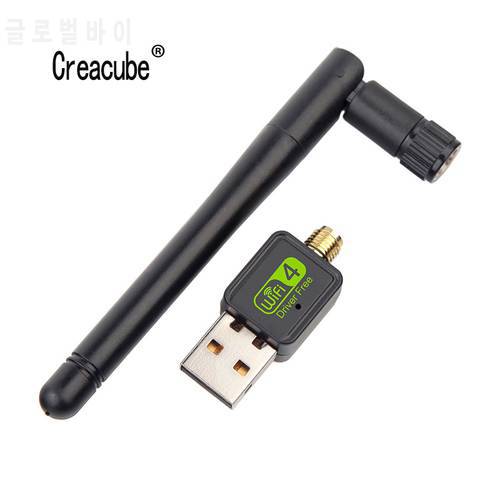 Creacube Free drive USB Wifi Adapter Driver Free Wireless Wi-Fi USB Dongle Network Card Wi Fi Receiver Lan Ethernet Card For PC