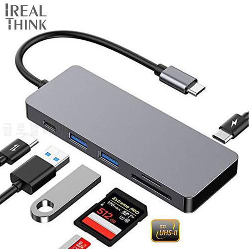 IREALTHINK USB C Hub Adapter with Micro SD/UHS-II SD 4.0 Card Reader Macbook Pro/iPhone 11-Accessories Type c hub USB3.0 HUB